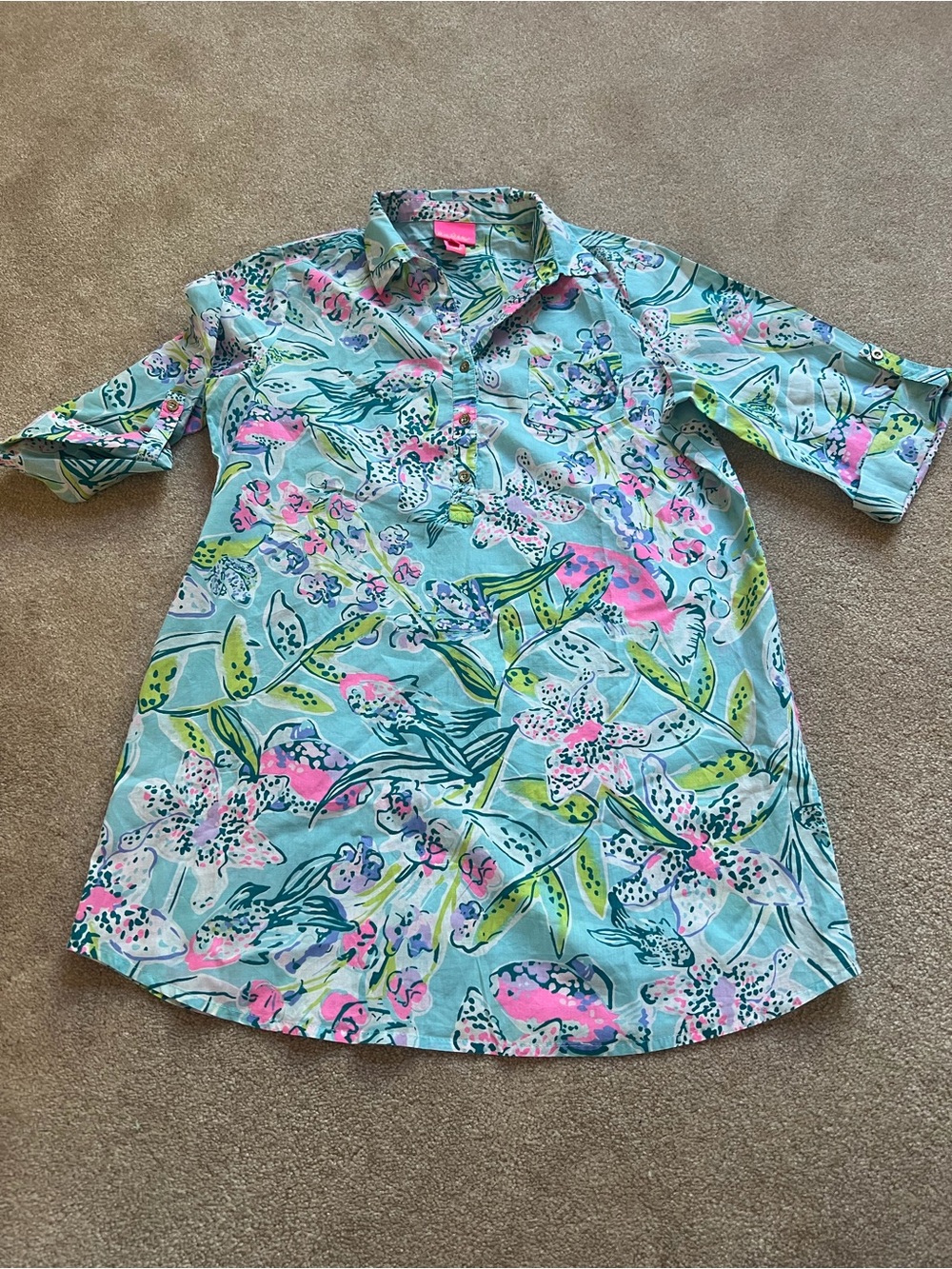 Lilly Pulitzer Light Blue Floral mini Natalie cover up dress